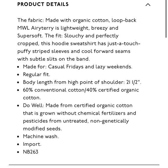 Madewell MWL Airyterry Hoodie Sweatshirt: Stripe-Sleeve Edition - Picture 9 of 9